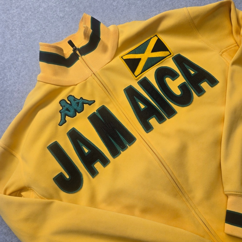 Kappa Jamaica Track Jacket Mens Medium Yellow Full Zip Soccer Coat RN113144
